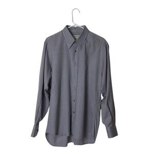 Yves Saint Laurent Mens Long-Sleeve Button-Down Shirt Gray 41/16 Made In Italy